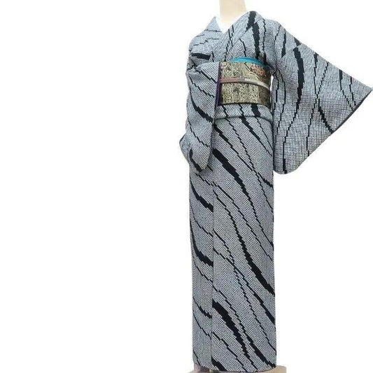 【中古】百華 Y4209 ますいわ屋謹製 総絞り 手縫い仕立て 正絹 付下げ 着物 単品