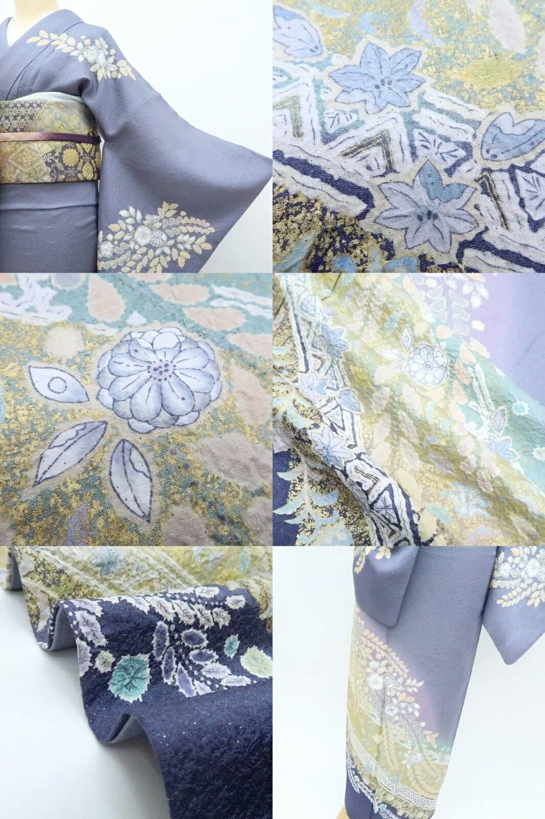 【中古】百華 Y4221 美品 作家物落款 銀通し 辻が花 絞り 手縫い仕立て 正絹 訪問着 着物 単品