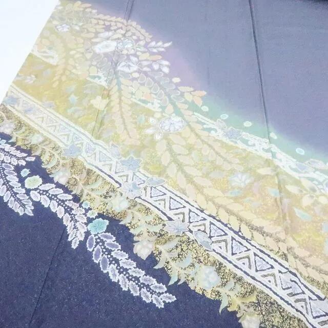 【中古】百華 Y4221 美品 作家物落款 銀通し 辻が花 絞り 手縫い仕立て 正絹 訪問着 着物 単品