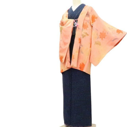 【中古】百華 Y4228 美品 正絹 羽織紐付 手縫い仕立て 唐花 羽織