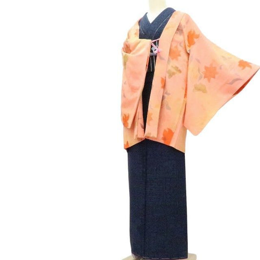 【中古】百華 Y4228 美品 正絹 羽織紐付 手縫い仕立て 唐花 羽織