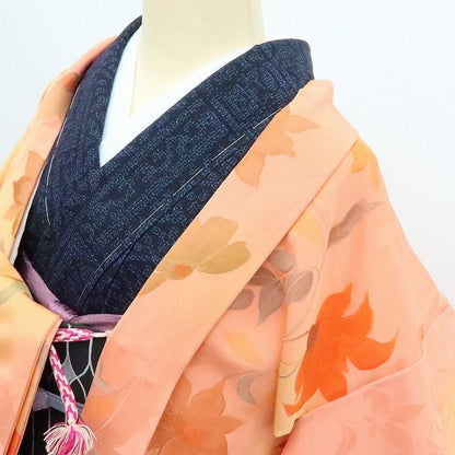 【中古】百華 Y4228 美品 正絹 羽織紐付 手縫い仕立て 唐花 羽織