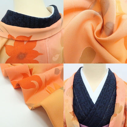 【中古】百華 Y4228 美品 正絹 羽織紐付 手縫い仕立て 唐花 羽織