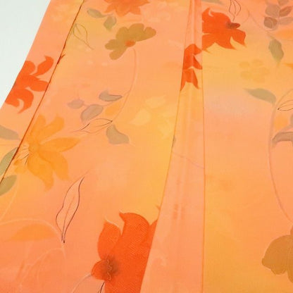 【中古】百華 Y4228 美品 正絹 羽織紐付 手縫い仕立て 唐花 羽織