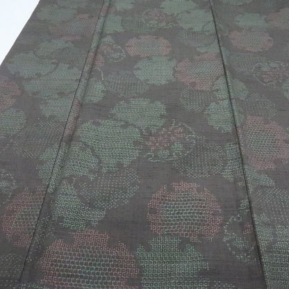 【中古】百華 Y4232 美品 はたおり娘 証紙付 手縫い仕立て 正絹 雪輪 結城紬 着物 単品