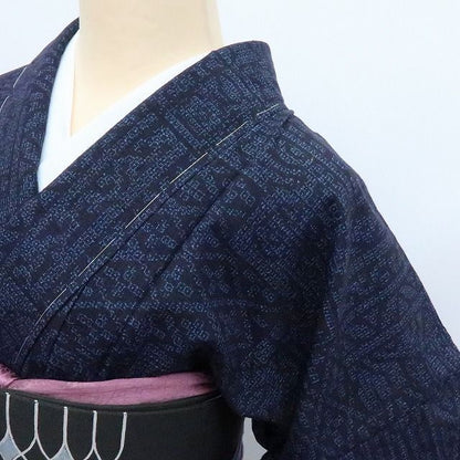 【新古品】百華 Y4233 新品 証紙・仕付け糸付 手縫い仕立て 正絹 結城紬 着物 単品