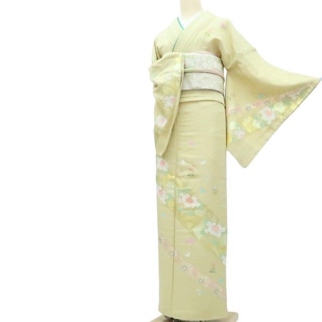【中古】百華 Y4234 金駒刺繍 仕付け糸付 手縫い仕立て 正絹 訪問着 着物 単品