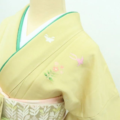 【中古】百華 Y4234 金駒刺繍 仕付け糸付 手縫い仕立て 正絹 訪問着 着物 単品