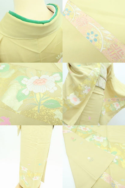 【中古】百華 Y4234 金駒刺繍 仕付け糸付 手縫い仕立て 正絹 訪問着 着物 単品