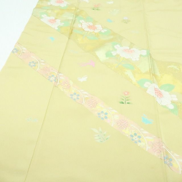 【中古】百華 Y4234 金駒刺繍 仕付け糸付 手縫い仕立て 正絹 訪問着 着物 単品