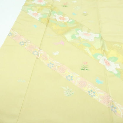 【中古】百華 Y4234 金駒刺繍 仕付け糸付 手縫い仕立て 正絹 訪問着 着物 単品