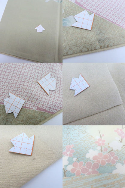 【中古】百華 Y4240 美品 金駒刺繍 縫い一つ紋 手縫い仕立て 牡丹 松竹梅 桜 雪輪 正絹 訪問着 着物 単品