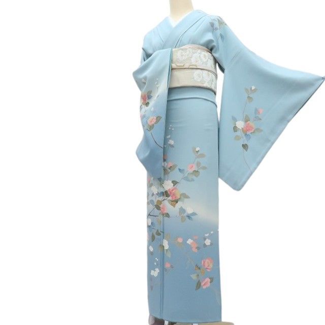 【中古】百華 Y4338 作家物落款 手描き友禅 手縫い仕立て 桜 正絹 訪問着 着物 単品