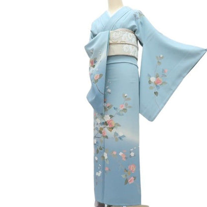【中古】百華 Y4338 作家物落款 手描き友禅 手縫い仕立て 桜 正絹 訪問着 着物 単品