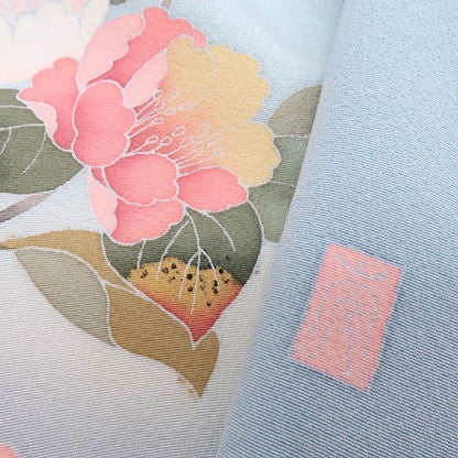【中古】百華 Y4338 作家物落款 手描き友禅 手縫い仕立て 桜 正絹 訪問着 着物 単品