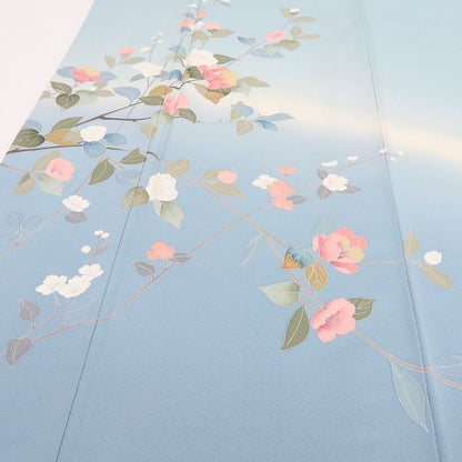 【中古】百華 Y4338 作家物落款 手描き友禅 手縫い仕立て 桜 正絹 訪問着 着物 単品