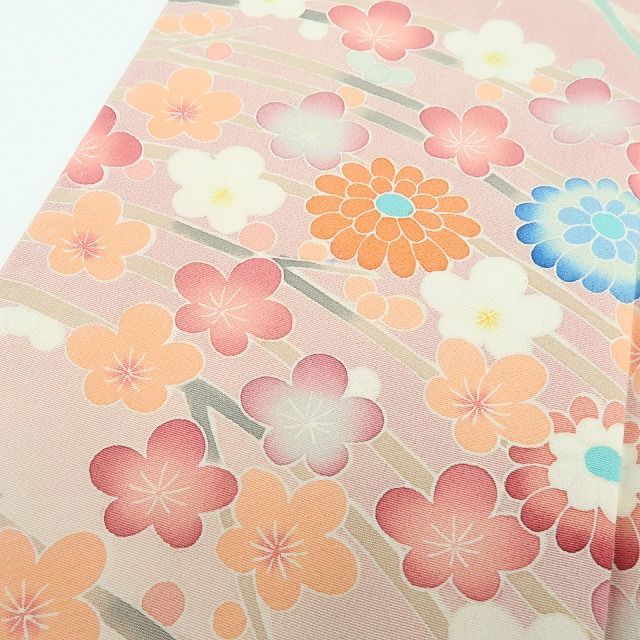 【中古】百華 Y4348 美品 作家物落款 手縫い仕立て 正絹 菊 梅 蘭 訪問着 着物 単品