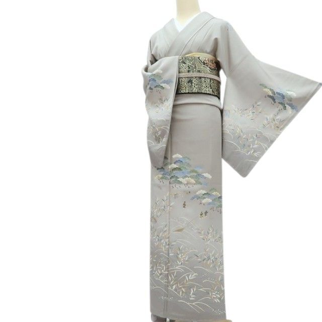 【新古品】百華 Y4350 新品 仕付け糸付 手縫い仕立て 松 波 正絹 訪問着 着物 単品