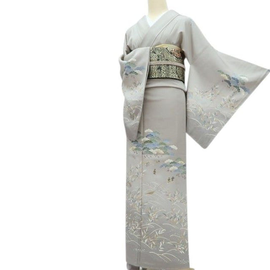 【新古品】百華 Y4350 新品 仕付け糸付 手縫い仕立て 松 波 正絹 訪問着 着物 単品
