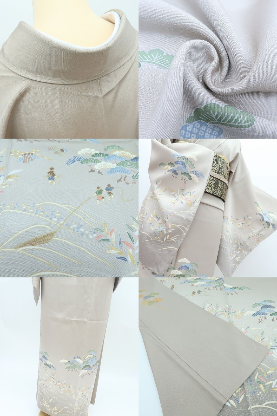 【新古品】百華 Y4350 新品 仕付け糸付 手縫い仕立て 松 波 正絹 訪問着 着物 単品