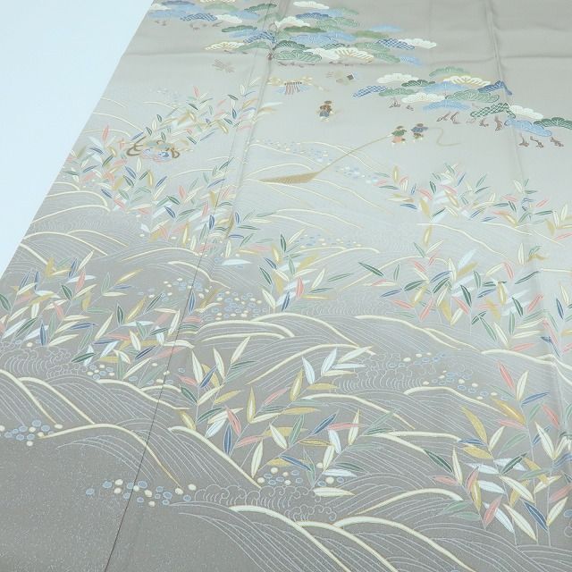 【新古品】百華 Y4350 新品 仕付け糸付 手縫い仕立て 松 波 正絹 訪問着 着物 単品
