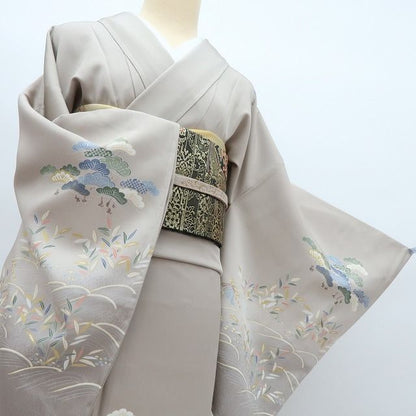 【新古品】百華 Y4350 新品 仕付け糸付 手縫い仕立て 松 波 正絹 訪問着 着物 単品