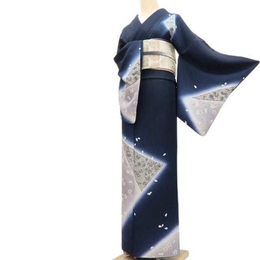 【中古】百華 Y4465 美品 正絹 手縫い仕立て 桜 梅 菊 訪問着 着物 単品