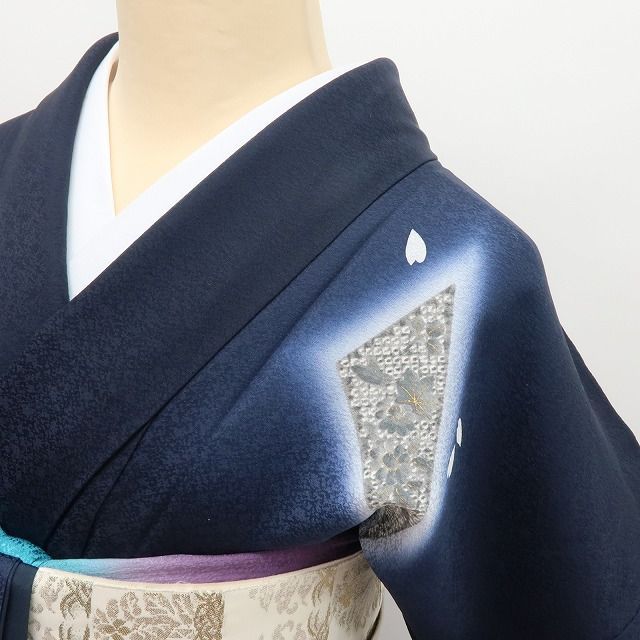 【中古】百華 Y4465 美品 正絹 手縫い仕立て 桜 梅 菊 訪問着 着物 単品