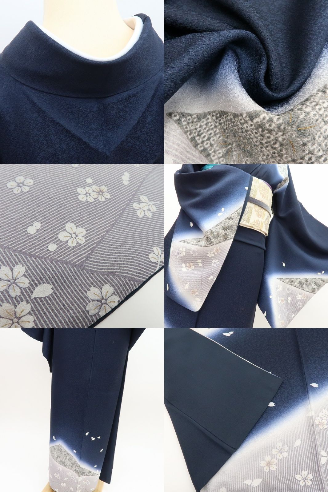 【中古】百華 Y4465 美品 正絹 手縫い仕立て 桜 梅 菊 訪問着 着物 単品