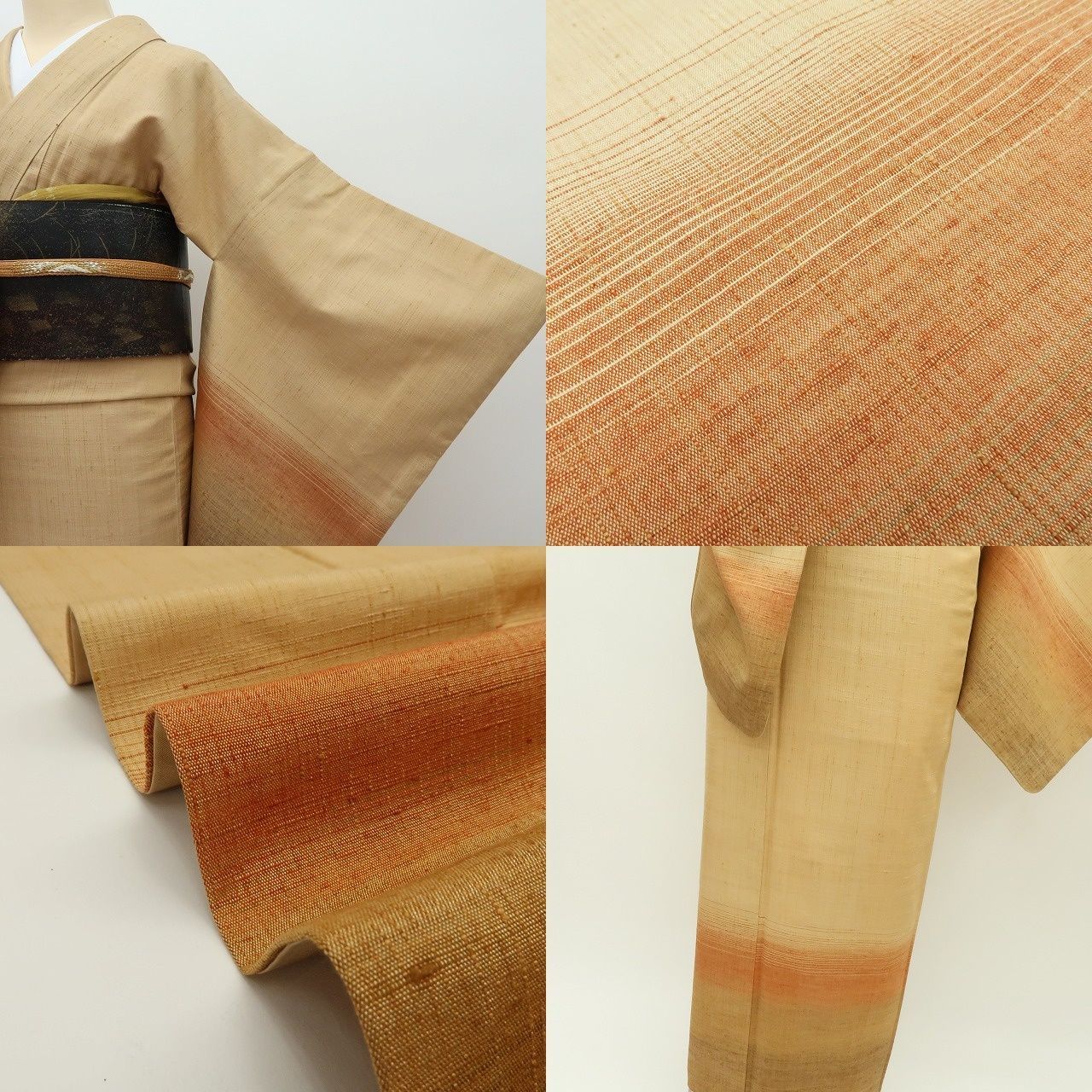 【中古】百華 Y4490 美品 正絹 手縫い仕立て 紬訪問着 着物 単品