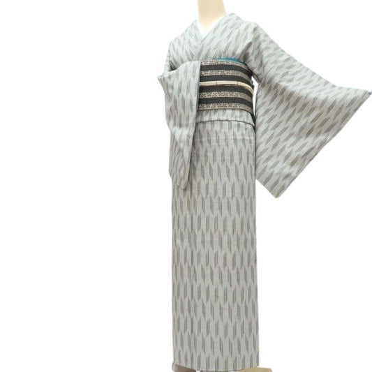 【中古】百華 Y4491 美品 やまと誂製 証紙付 手縫い仕立て 正絹 白鷹山ぜんまい紬 着物 単品