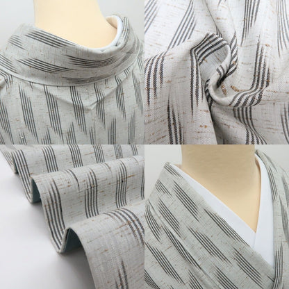 【中古】百華 Y4491 美品 やまと誂製 証紙付 手縫い仕立て 正絹 白鷹山ぜんまい紬 着物 単品