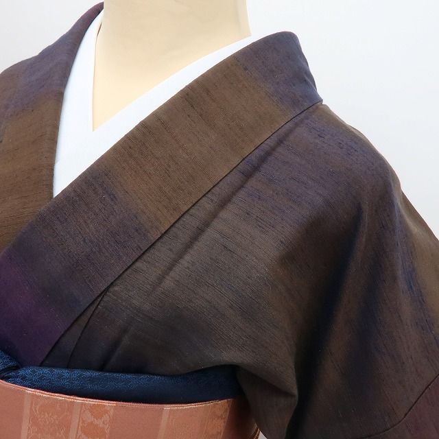 【中古】百華 Y4492 美品 ますいわ屋謹製 手縫い仕立て 正絹 紬 着物 単品