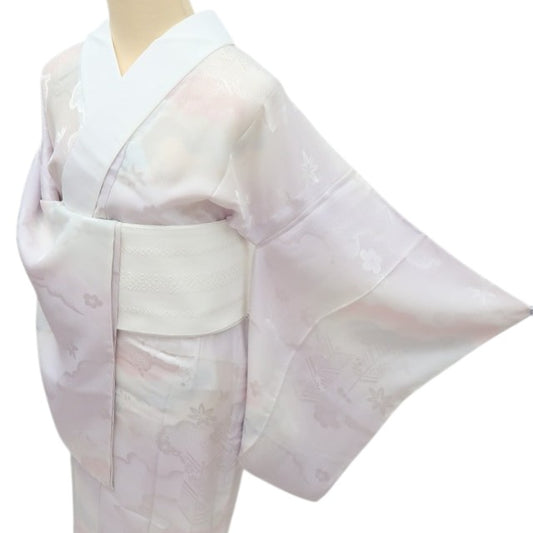 【中古】百華 Y4529 美品未着用 単衣 正絹 袖無双 仕付け糸・半襟・居敷当て付 手縫い仕立て 長襦袢