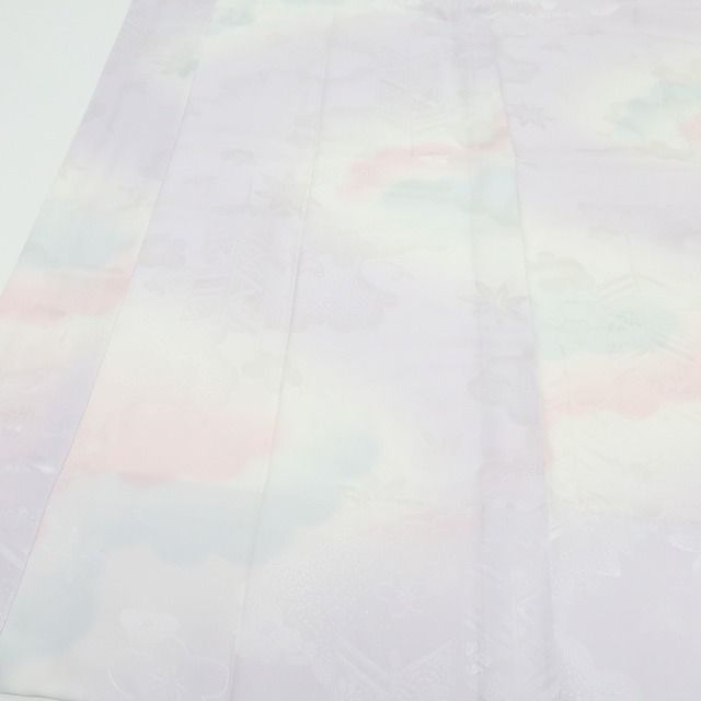 【中古】百華 Y4529 美品未着用 単衣 正絹 袖無双 仕付け糸・半襟・居敷当て付 手縫い仕立て 長襦袢
