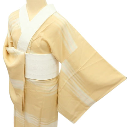 【中古】百華 Y4530 単衣 正絹 袖無双 作家物落款 泥染め 居敷当て付 手縫い仕立て 長襦袢
