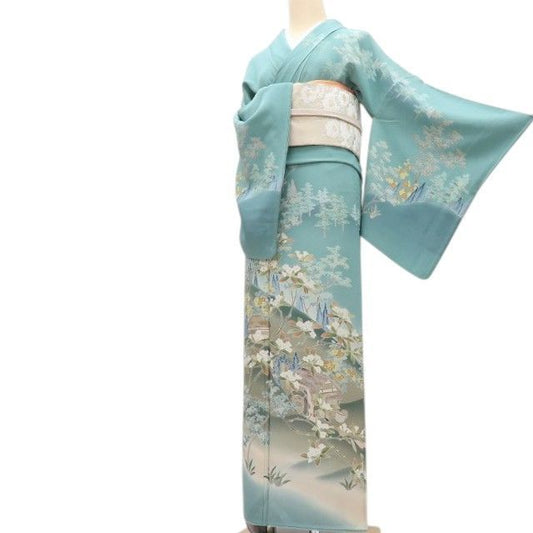 【中古】百華 Y4543 作家物落款 朗 正絹 訪問着 着物 単品
