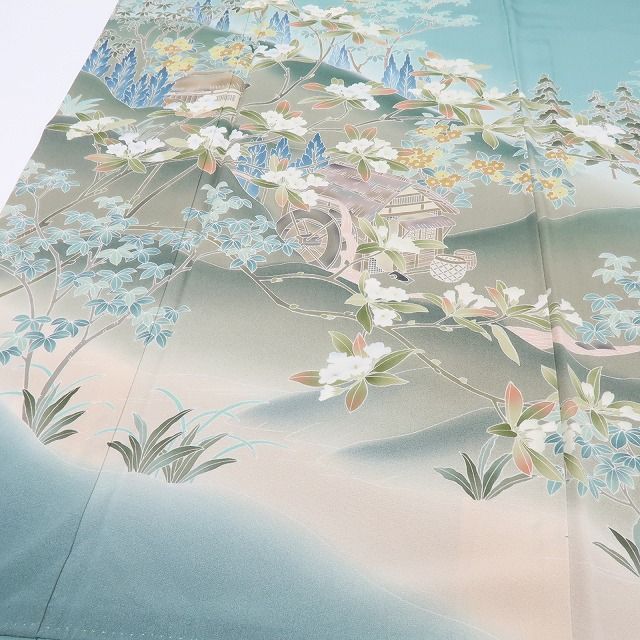 【中古】百華 Y4543 作家物落款 朗 正絹 訪問着 着物 単品