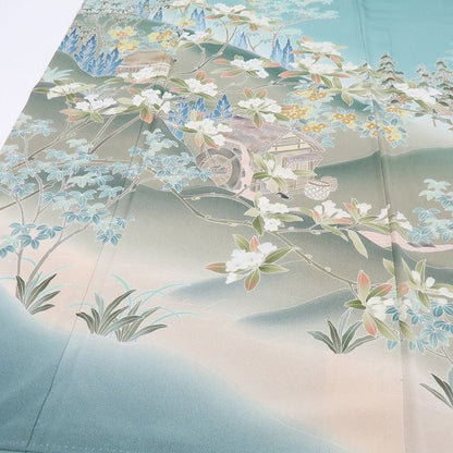 【中古】百華 Y4543 作家物落款 朗 正絹 訪問着 着物 単品