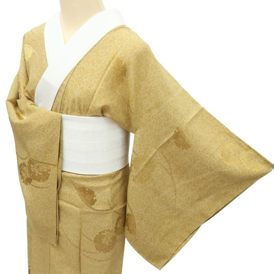 【新古品】百華 Y4548 新品 袷 正絹 さが美謹製 仕付け糸・半襟付 手縫い仕立て 芝草 雪輪 カカシ やじろべえ 長襦袢