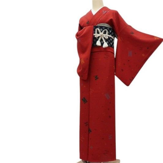 【中古】百華 Y4551 正絹 手縫い仕立て 小紋 着物 単品