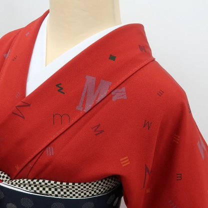 【中古】百華 Y4551 正絹 手縫い仕立て 小紋 着物 単品