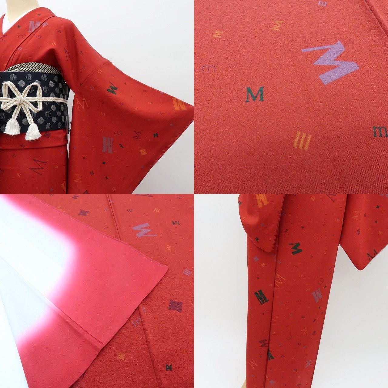 【中古】百華 Y4551 正絹 手縫い仕立て 小紋 着物 単品