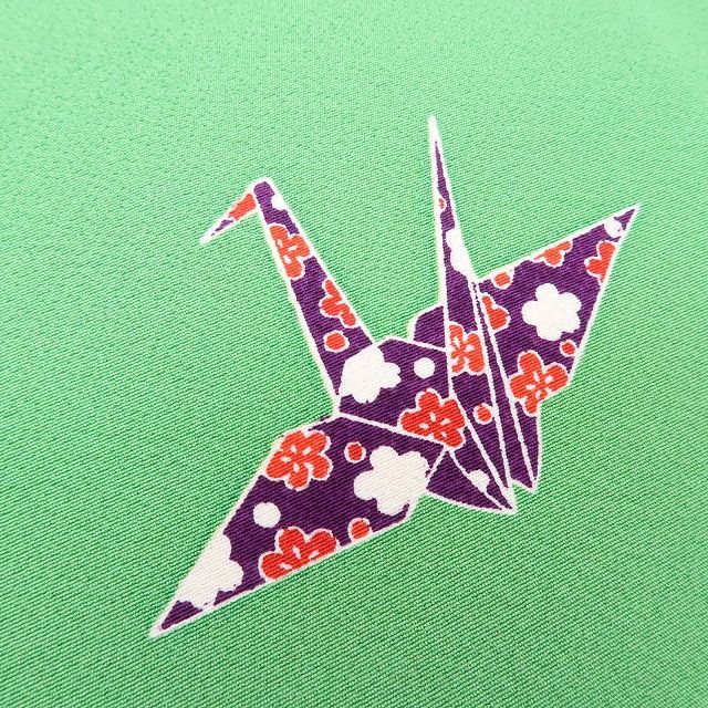 【中古】百華 Y4552 美品 手縫い仕立て 折り鶴 桜 トールサイズ 正絹 小紋 着物 単品