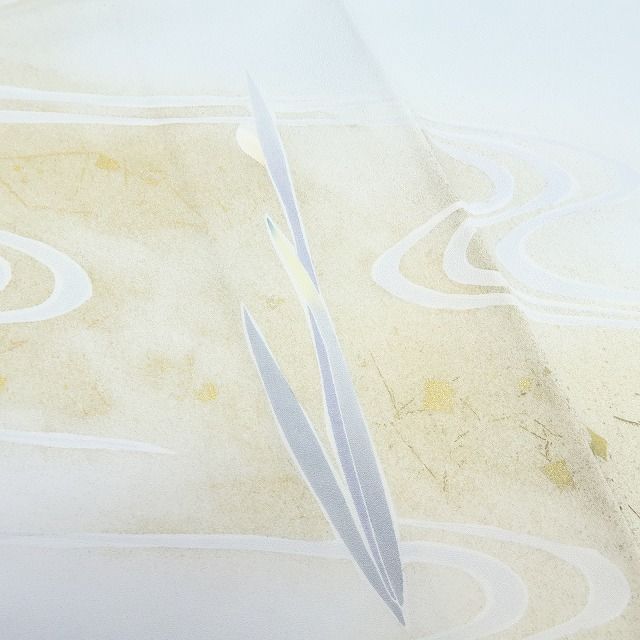 【中古】百華 Y4569 未着用 作家物落款 丹後ちりめん 流水×水仙 仕付け糸付 正絹 訪問着 着物 単品
