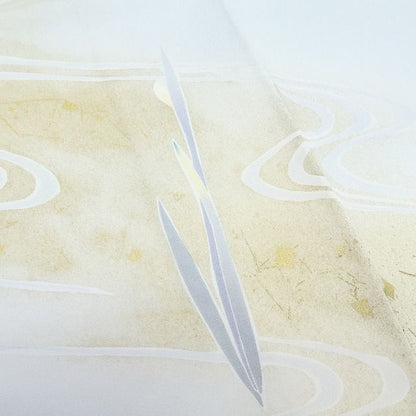 【中古】百華 Y4569 未着用 作家物落款 丹後ちりめん 流水×水仙 仕付け糸付 正絹 訪問着 着物 単品