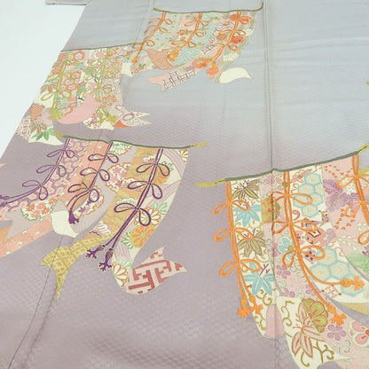 【中古】百華 Y4570 未着用 刺繍 几帳文 染め三つ紋 手縫い仕立て 仕付け糸付 正絹 色留袖 着物 単品