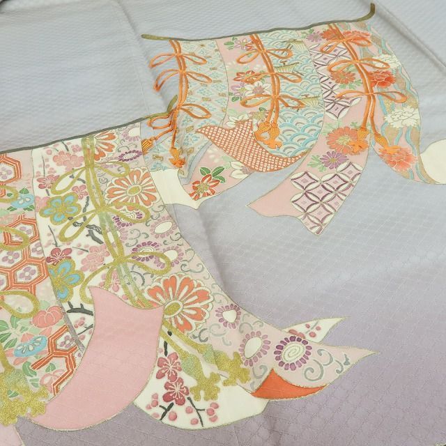【中古】百華 Y4570 未着用 刺繍 几帳文 染め三つ紋 手縫い仕立て 仕付け糸付 正絹 色留袖 着物 単品