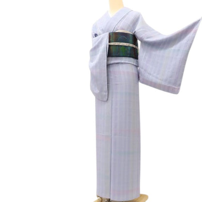 百華 Y5471 美品 夏着物 正絹 夏単衣 居敷当て付 小紋