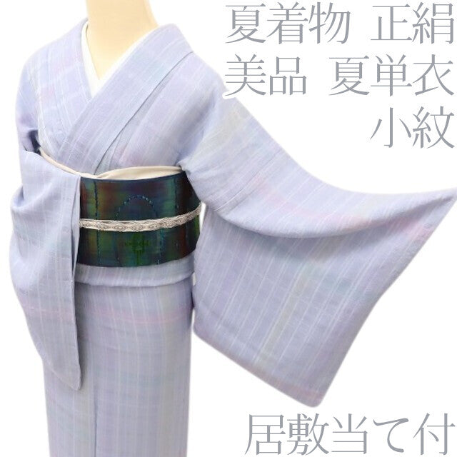 百華 Y5471 美品 夏着物 正絹 夏単衣 居敷当て付 小紋